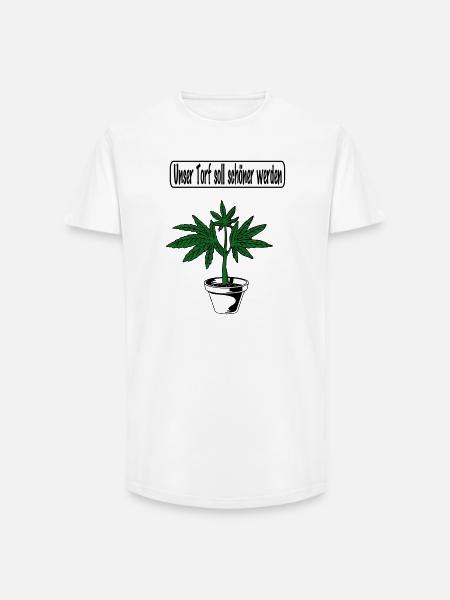 Cannabis-Design - Long Fit Männer T-Shirt - Weiß