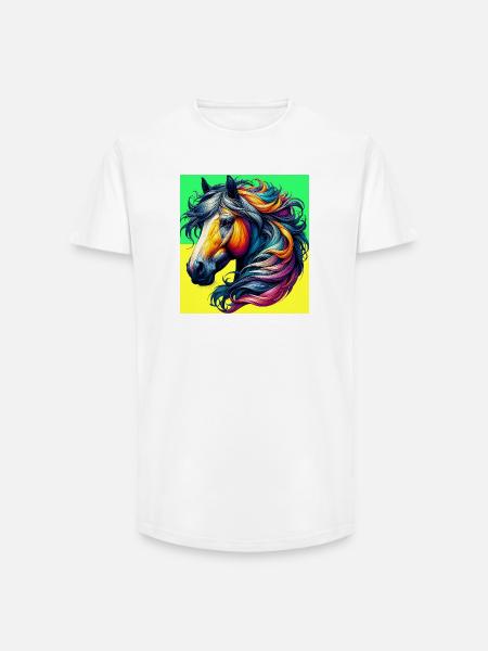 Pferd - Long Fit Männer T-Shirt - Weiß