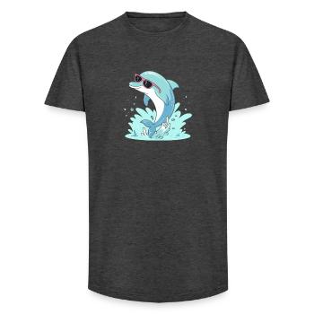 Delfin-Sommer-Pinkbrille - Long Fit Männer T-Shirt - Anthrazit - Vorne - AI Model Male 185 light (185cm)