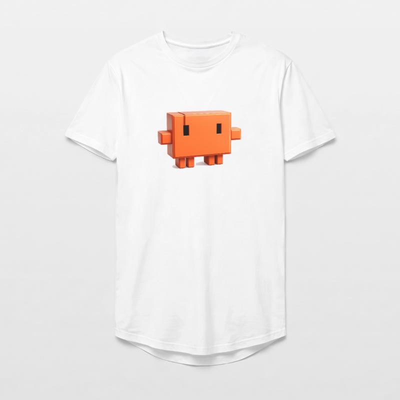 Claude Code Pixel 3D Maskottchen süßer Dev-Aufkleber Long Fit Männer T-Shirt