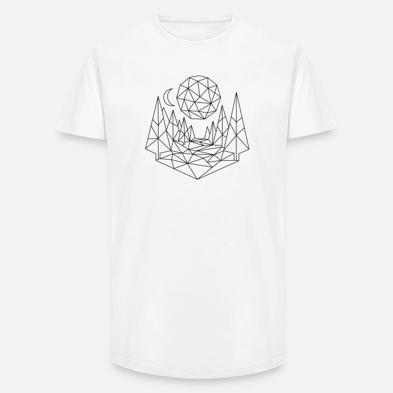 Landschaft Polygon - Long Fit Männer T-Shirt - Weiß