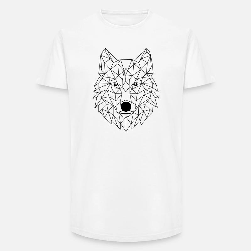 Wolf Polygon - Long Fit Men's T-Shirt - white