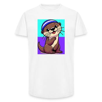otter - Long Fit Men's T-Shirt - white - Front - AI Model Male 185 light (185cm)
