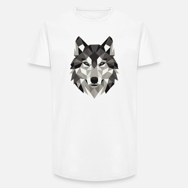 Wolf Head Lowpoly Geometry - Long Fit Men's T-Shirt - white