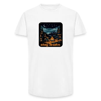 Bleib wach Lagerfeuernacht - Long Fit Männer T-Shirt - Weiß - Vorne - AI Model Male 185 light (185cm)