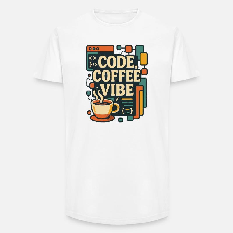 Code Coffee Vibe – Funny Programmer T-Shirt - Long Fit Men's T-Shirt - white