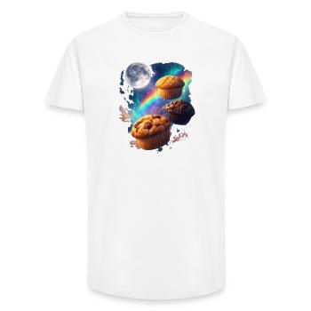 Space muffins cosmic delight - Long Fit Men's T-Shirt - white - Front - AI Model Male 185 light (185cm)