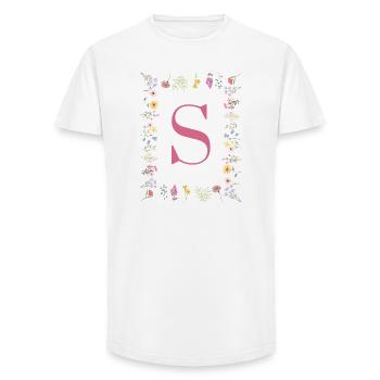 Initial S Floral Monogram - Long Fit Men's T-Shirt - white - Front - AI Model Male 185 light (185cm)