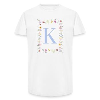 Feminine Flower Monogram K - Long Fit Men's T-Shirt - white - Front - AI Model Male 185 light (185cm)