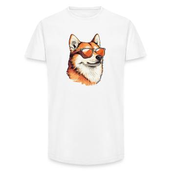 Shiba with sunglasses style - Long Fit Men's T-Shirt - white - Front - AI Model Male 185 light (185cm)