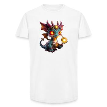 Dragon Steampunk Illuminé - T-shirt coupe longue homme - blanc - Devant - AI Model Male 185 light (185cm)