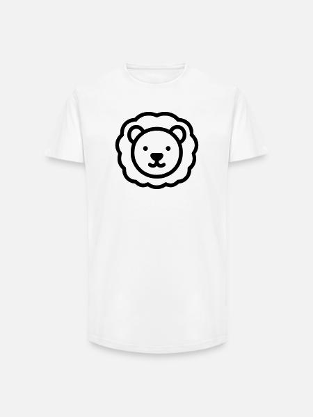 lion - T-shirt coupe longue homme - blanc