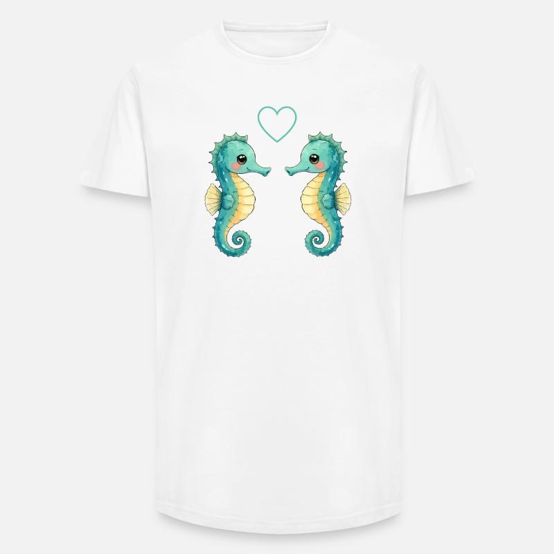 Zwei Seepferdchen Paar - Long Fit Männer T-Shirt - Weiß