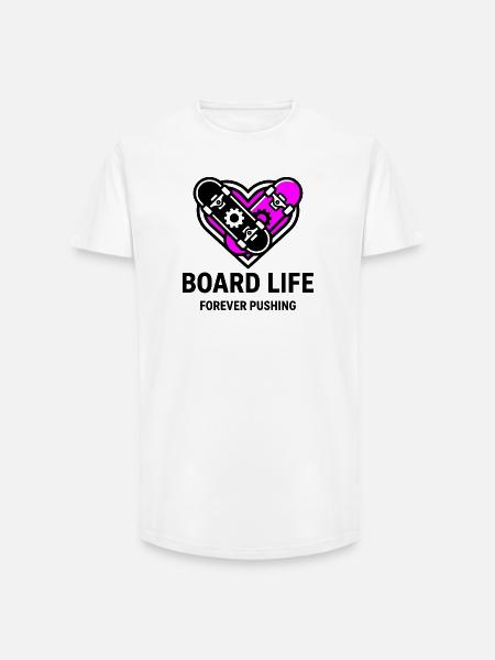 Board Life, Stylish Skater Shirt, Hoodie, Bag - Long Fit Men's T-Shirt - white