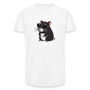 Hmster chic lunettes noires - T-shirt coupe longue homme - blanc - Devant - AI Model Male 185 light (185cm)