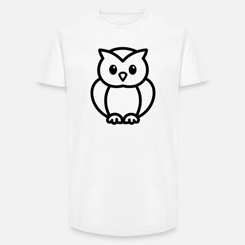 Eule - Long Fit Männer T-Shirt - Weiß