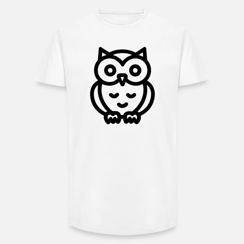 Eule - Long Fit Männer T-Shirt - Weiß