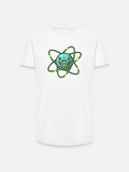 Grimmiger Mond mit Atomring - Long Fit Männer T-Shirt - Weiß