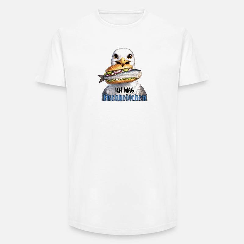 Fischbrötchen Möwe Humor - Long Fit Männer T-Shirt - Weiß
