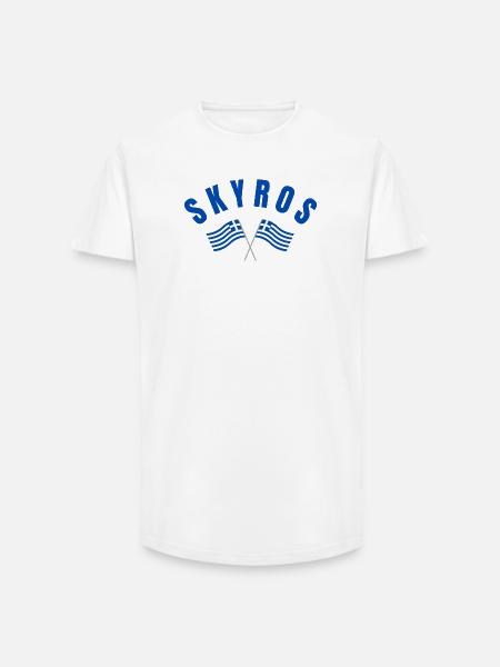 Skyros Greek Crossed Flags - Long Fit Men's T-Shirt - white