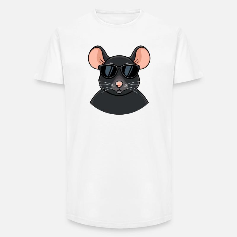 Mouse chic schwarze Brille - Long Fit Männer T-Shirt - Weiß
