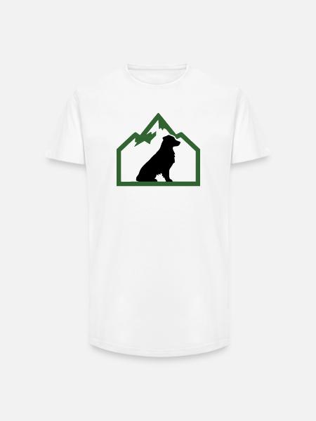 Noble Dog Mountains Outdoor Logo - Long Fit Men's T-Shirt - white