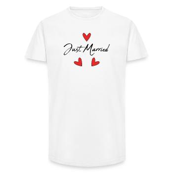 GERADE VERHEIRATET. Junggesellinnenabschied. VALENTINSTAG. PAAR - Long Fit Männer T-Shirt - Weiß - Vorne - AI Model Male 185 light (185cm)