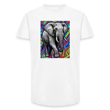 éléphant - T-shirt coupe longue homme - blanc - Devant - AI Model Male 185 light (185cm)
