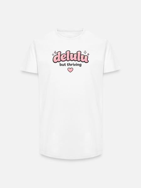 Delulu Thriving Logo - Long Fit Männer T-Shirt - Weiß