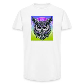 Eule - Long Fit Männer T-Shirt - Weiß - Vorne - AI Model Male 185 light (185cm)