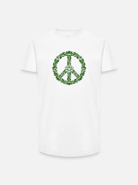 Peace Sign Floral Boho Style - Long Fit Men's T-Shirt - white
