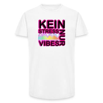 Kein Stress Vibes Neon - Long Fit Männer T-Shirt - Weiß - Vorne - AI Model Male 185 light (185cm)