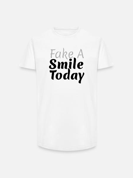 Fake A Smile Today - Long Fit Men's T-Shirt - white