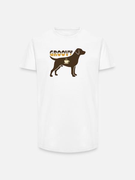 Groovy Dog Retriever Retro - Long Fit Men's T-Shirt - white