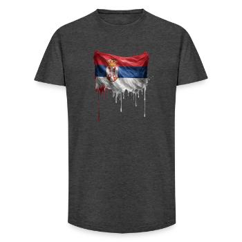 Graffiti sur la chute du drapeau serbe - T-shirt coupe longue homme - charbon - Devant - AI Model Male 185 light (185cm)
