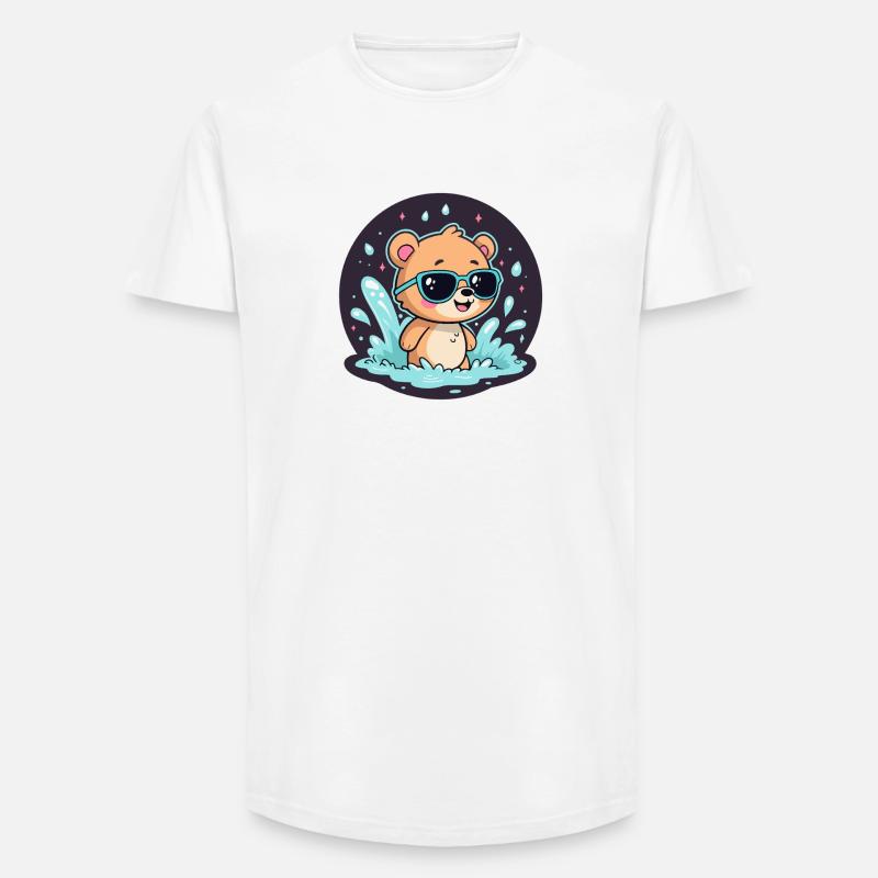 Schicker Surferbär mit blauer Brille - Long Fit Männer T-Shirt - Weiß