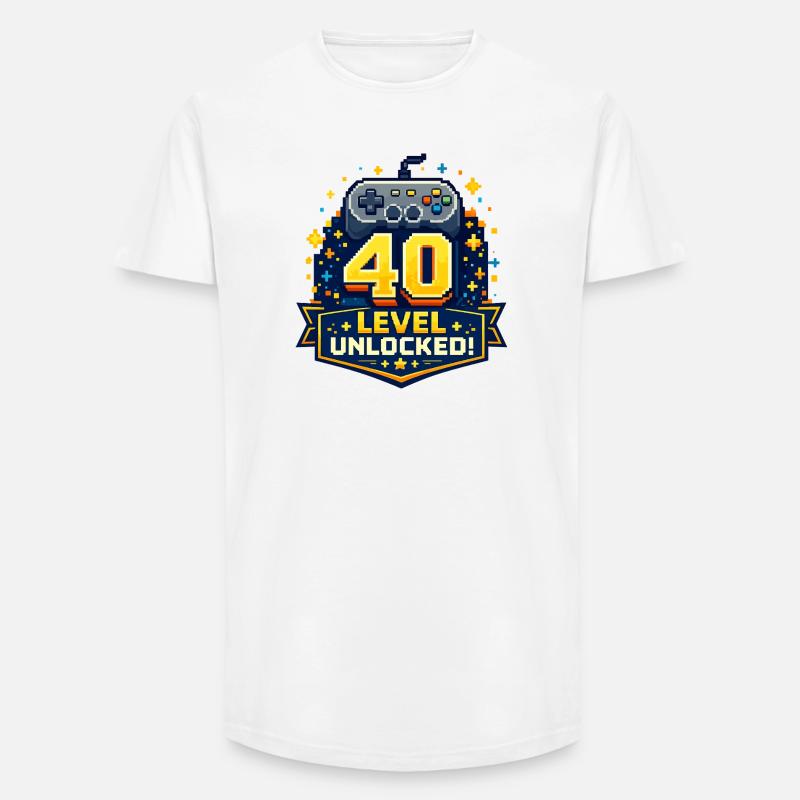 40 Level Freigeschaltet Retro Controller - Long Fit Männer T-Shirt - Weiß