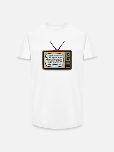 Retrofernseher: Schlag aufs Gehäuse - Long Fit Männer T-Shirt - Weiß