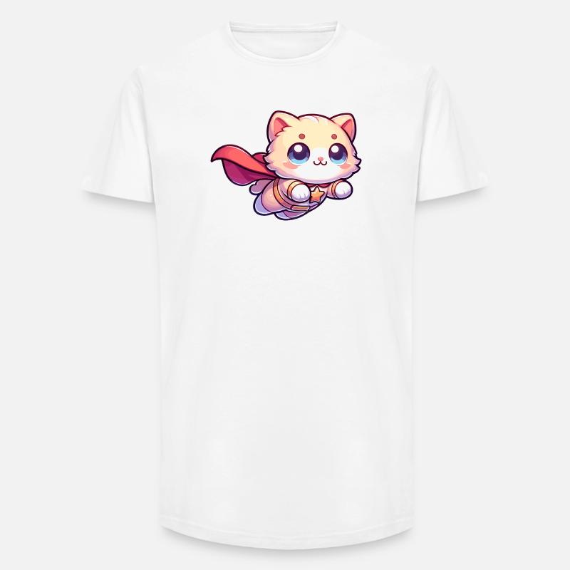 Superheld Katze Kätzchen Helden Mieze - Long Fit Männer T-Shirt - Weiß