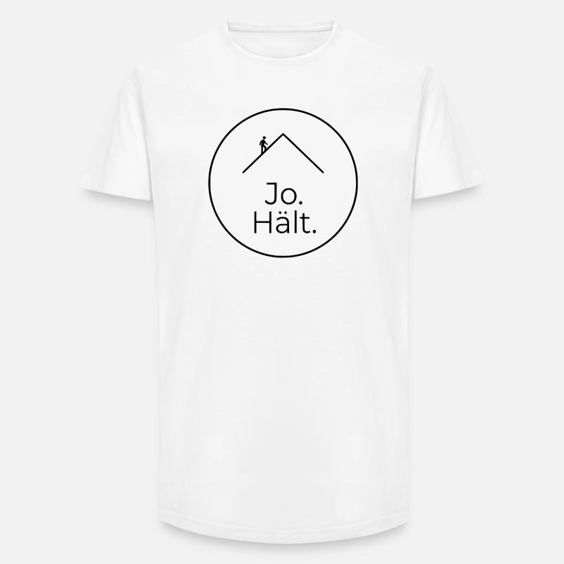 Dachdecker Jo Hält Spruch Badge - Long Fit Männer T-Shirt - Weiß