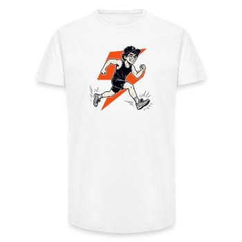 Cool running shirt Blitz Runner motif for athletes - Long Fit Men's T-Shirt - white - Front - AI Model Male 185 light (185cm)