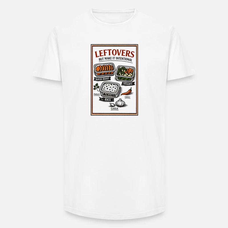 Reste mit Plan | Meal Prep Küche - Long Fit Männer T-Shirt - Weiß