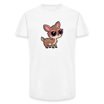 Schicke Hirschreh mit rosaroter Brille - Long Fit Männer T-Shirt - Weiß - Vorne - AI Model Male 185 light (185cm)