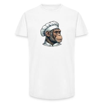 Chimpanzee Cook Cartoon - Long Fit Men's T-Shirt - white - Front - AI Model Male 185 light (185cm)