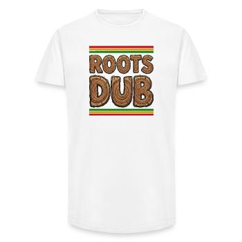 Roots Dub Holz - Long Fit Männer T-Shirt - Weiß - Vorne - AI Model Male 185 light (185cm)