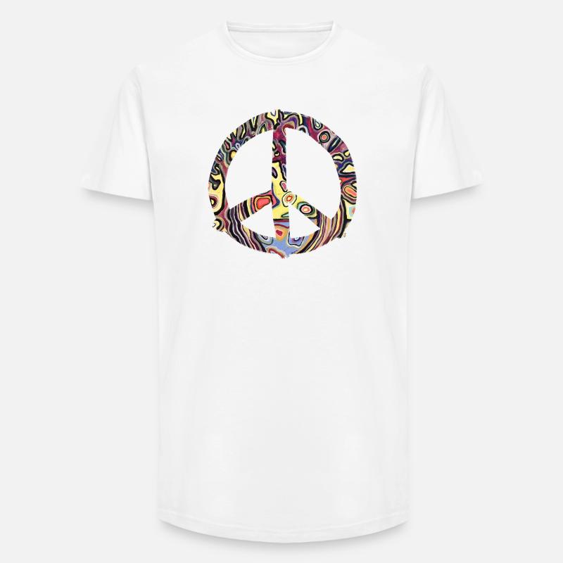 Buntes Friedenszeichen Muster - Long Fit Männer T-Shirt - Weiß