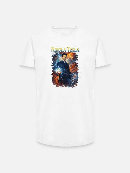 Nikola Portrait - Long Fit Men's T-Shirt - white