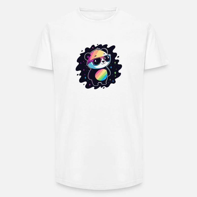 Panda Rainbow Galaxy Coole Brillen - Long Fit Männer T-Shirt - Weiß