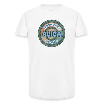 Geschenk für Alica - Long Fit Männer T-Shirt - Weiß - Vorne - AI Model Male 185 light (185cm)