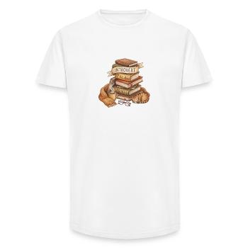 Introvert Book Lover Stack - Long Fit Men's T-Shirt - white - Front - AI Model Male 185 light (185cm)
